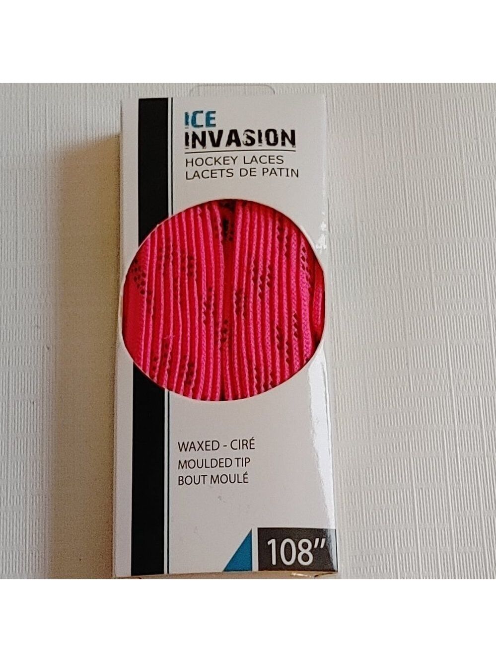 ICE INVASION Hockey Laces Pink Waxed Moulded Tip 108" BNIP